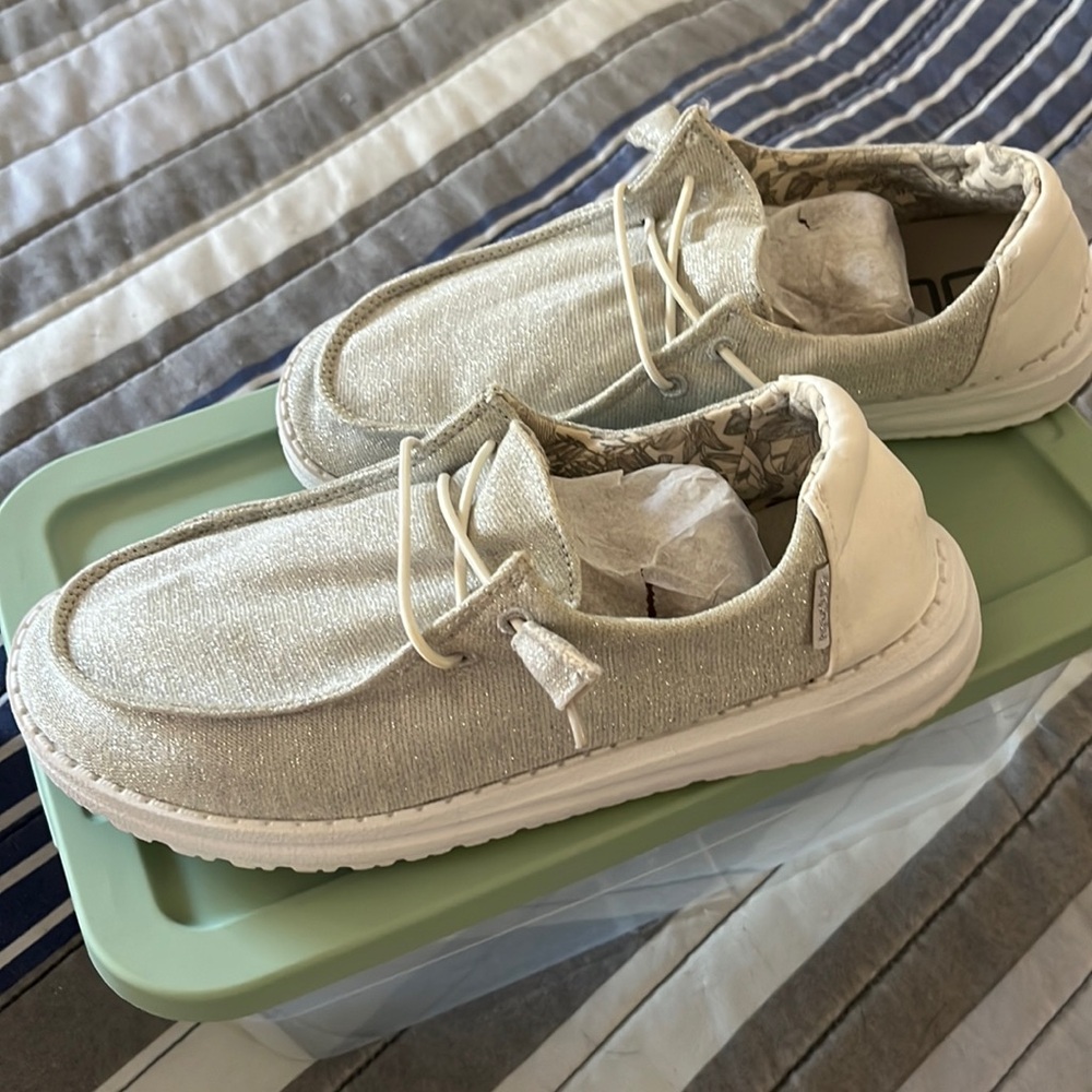 White Shimmer Hey Dudes.